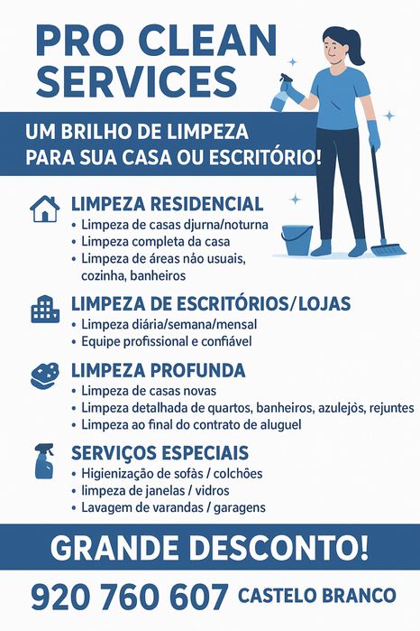 Serviços de Limpeza Profissional – Castelo Branco (Grande Desconto!)
