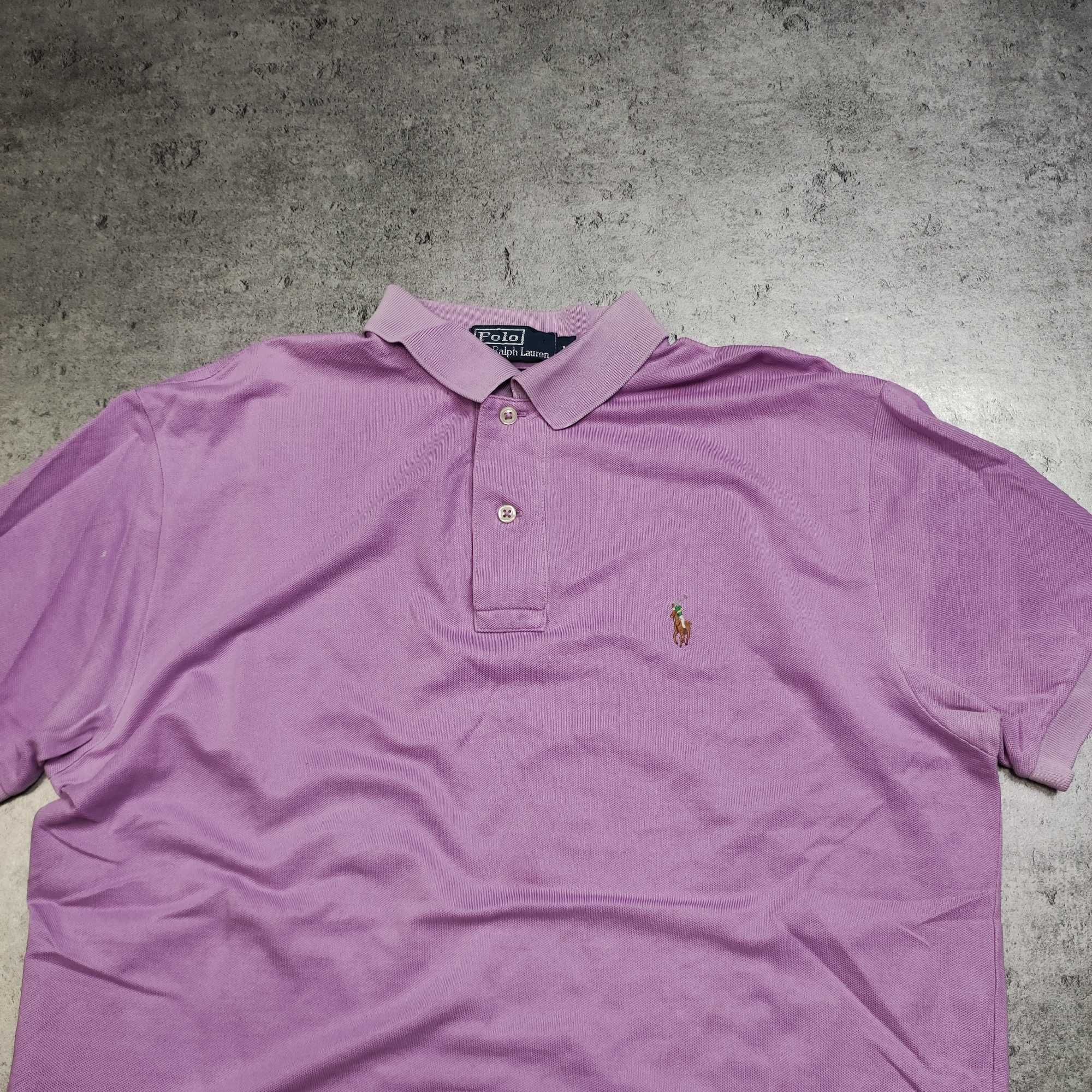 MĘSKA Koszulka PREMIUM Lilia Fiolet Polo Ralph Lauren Bawełna Casual