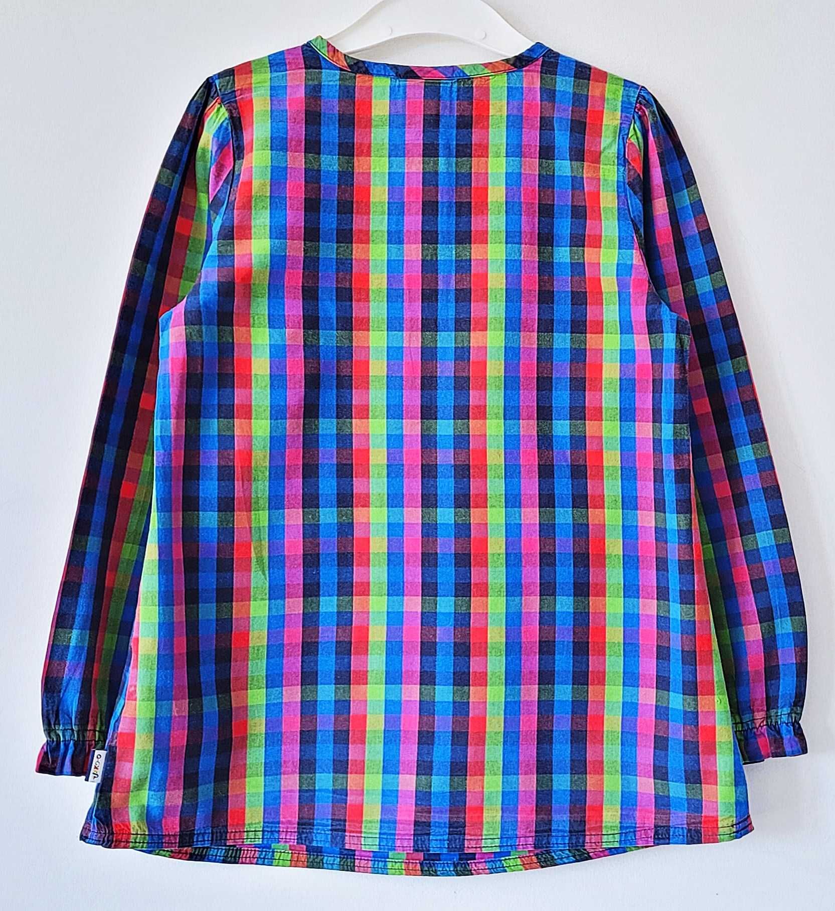 Kolorowa bluzka koszulowa tunika w kratkę Jako-O 116/122