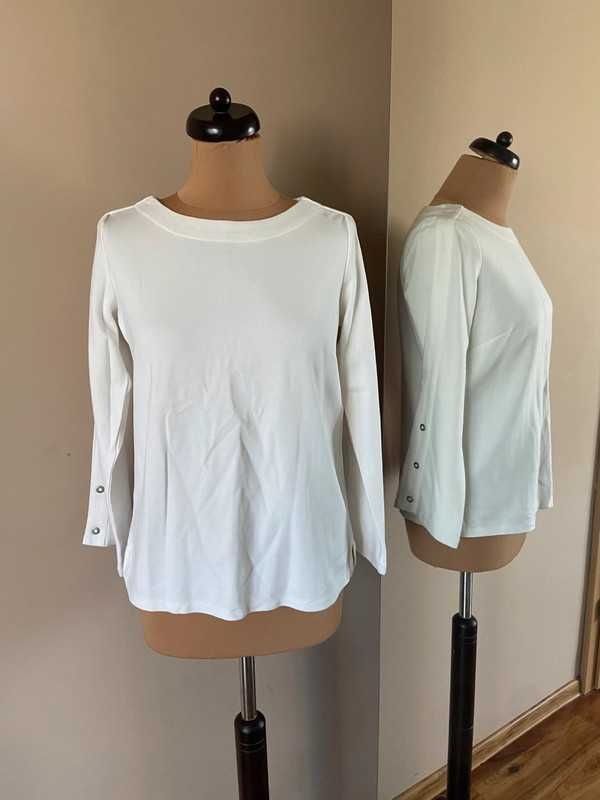 M l 38 40 tatuum bialy sweter bluza basic guizki na rekawach wiosna