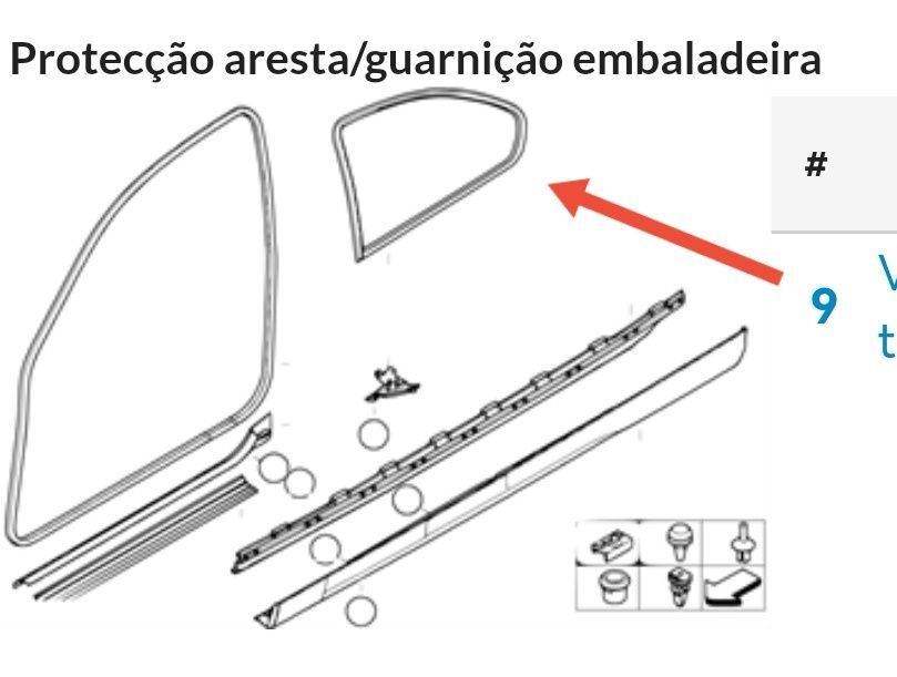 BMW E46 Compact borracha interior Junta vedante vidro lateral
