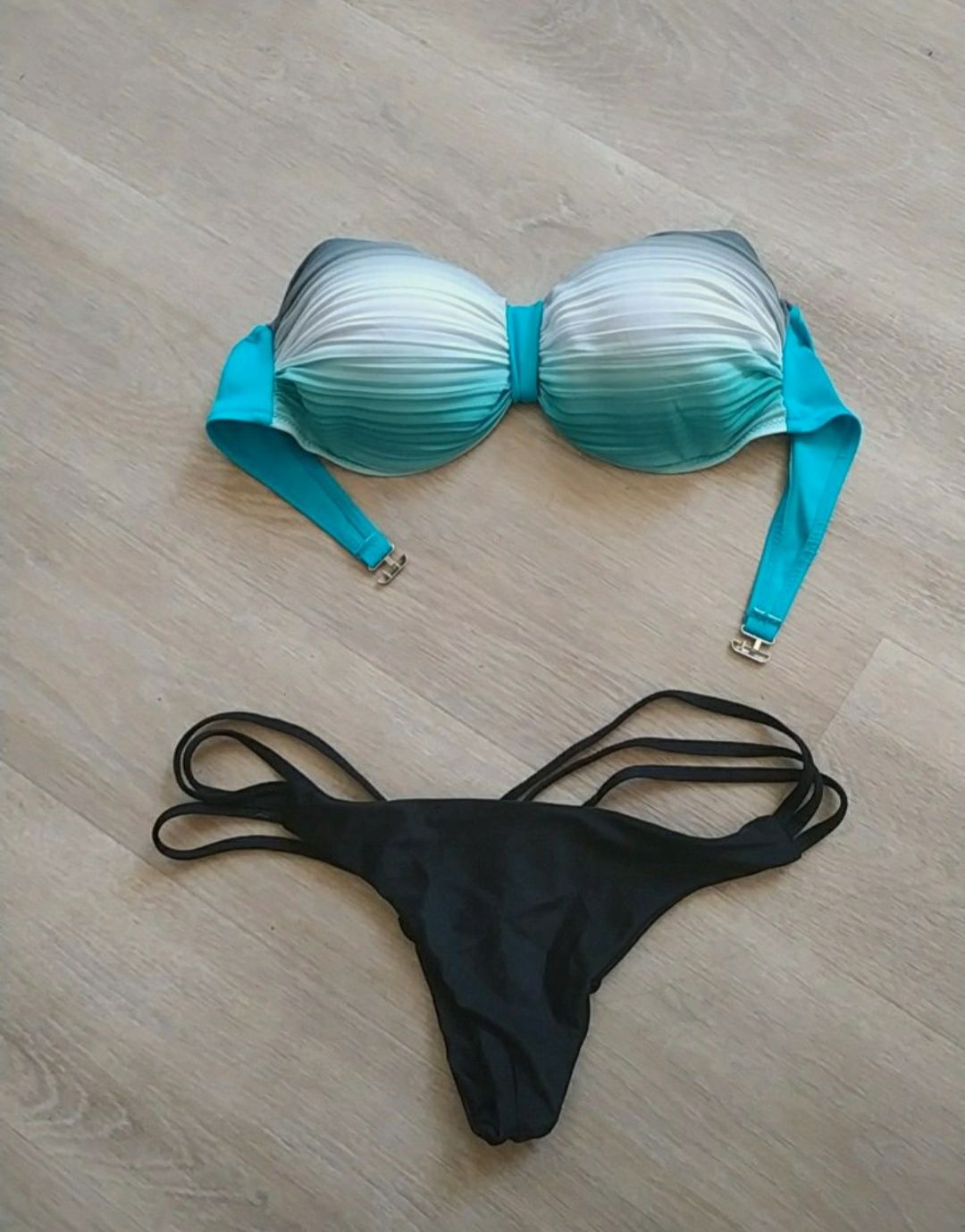 Bikini strój kąpielowy dwuczęściowy czarny niebieski