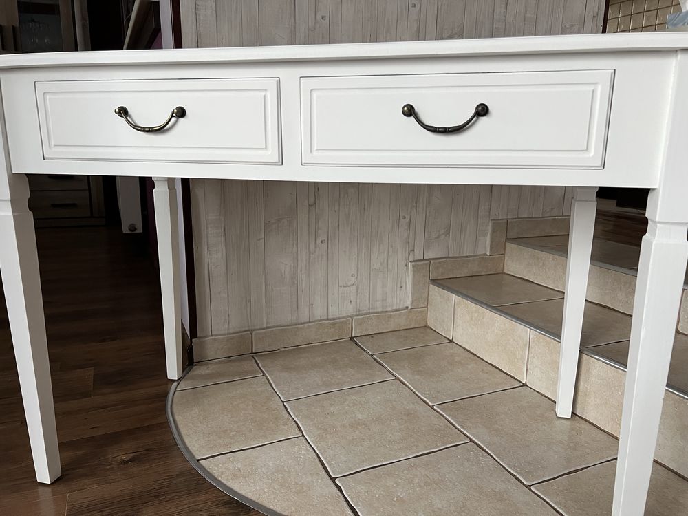Biurko stylizowane biate 108 cm | Drewno egzotyczne + MDF |2 szuflady
