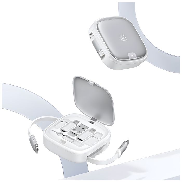 USAMS Kabel rozwijany 3w1 z pudełkiemMicroUSB/USB-C/Lightning 60W