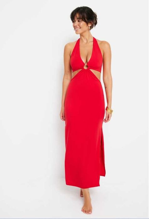 Czerwona długa sukienka Lascana rozm. 38 M bawełna NOWA