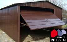 Garaże blaszane Brąz 4x6 Poziomy Panel Bramy Garaż Blaszak Dwuspadowy
