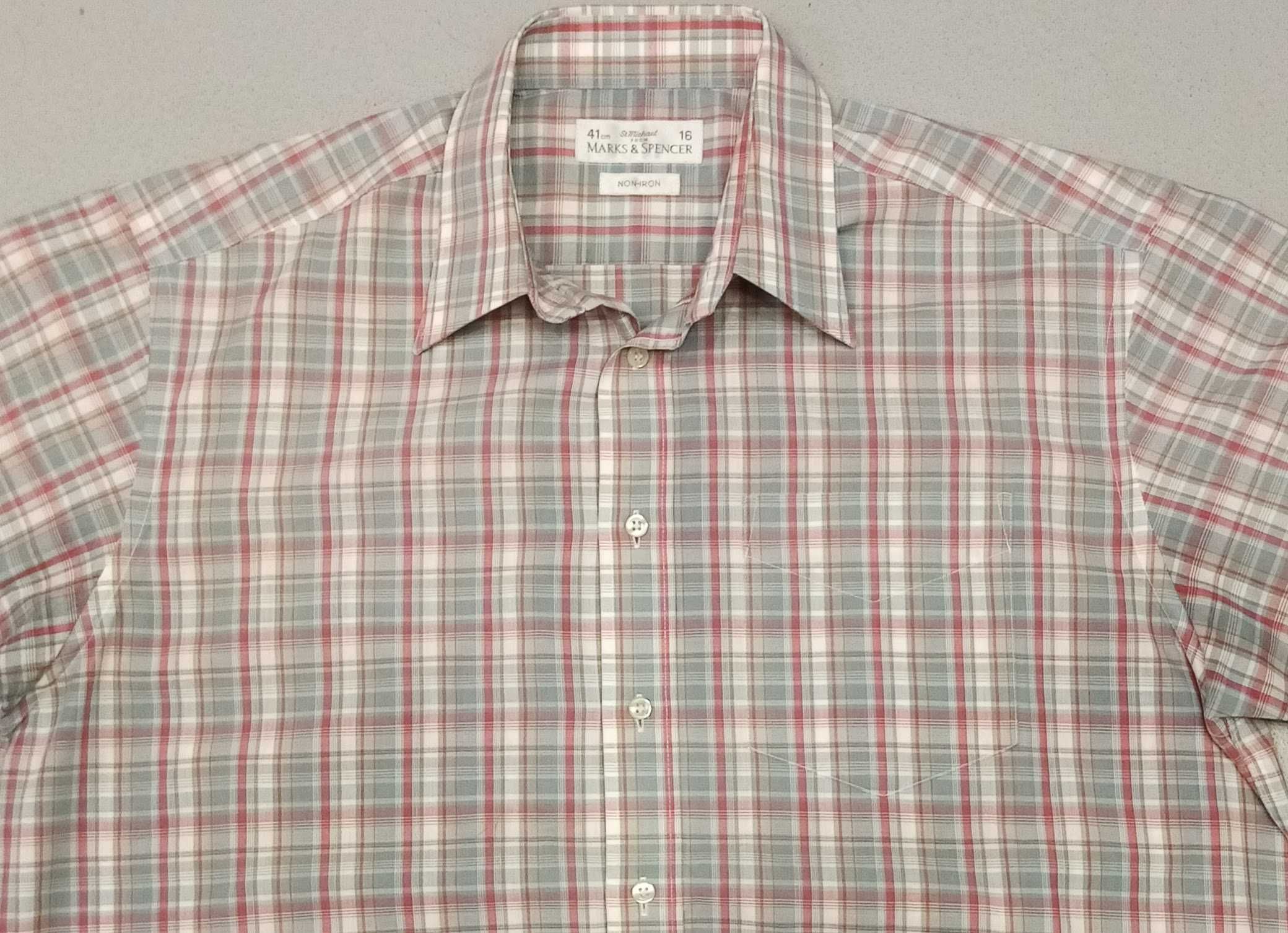 R) MARKS&SPENCER męska koszula kratka kr.rękaw roz.L/XL