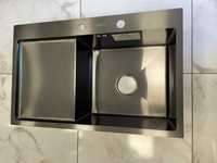 Черная кухонная мойка 78/49-23 см, нержавеющая сталь, Platinum.