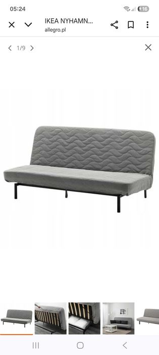 IKEA NYHAMN Rozkładana sofa 3-osobowa, z materacem