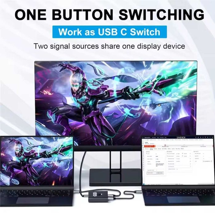 Przełącznik dwukierunkowy 8K USB C typu C 1x2 2x1 4K 120 Hz. (9)