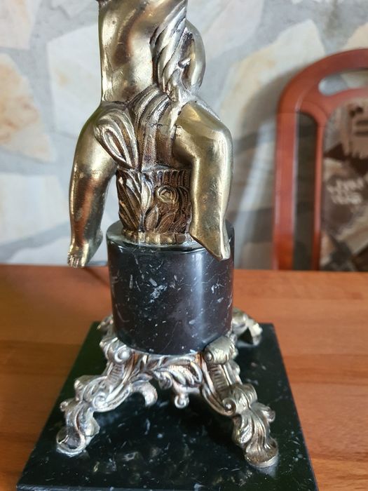 Stara lampa mosiezna z aniołem