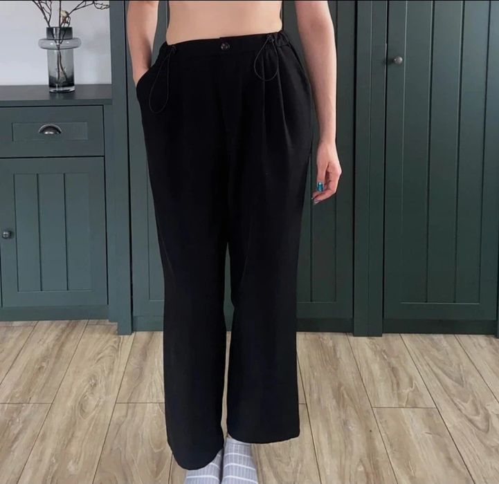 Gładkie garniturowe spodnie XL high waist