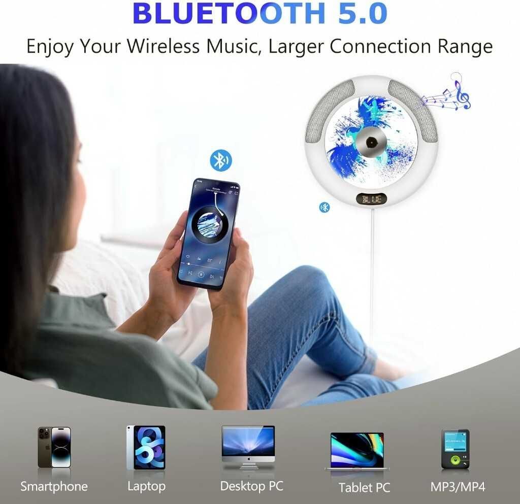 Odtwarzacz CD z Bluetooth RADIO AUX PIilot Głośnik nowoczesne radio