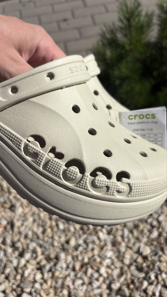 Baya platform clog крокси crocs женские жіночі бежеві