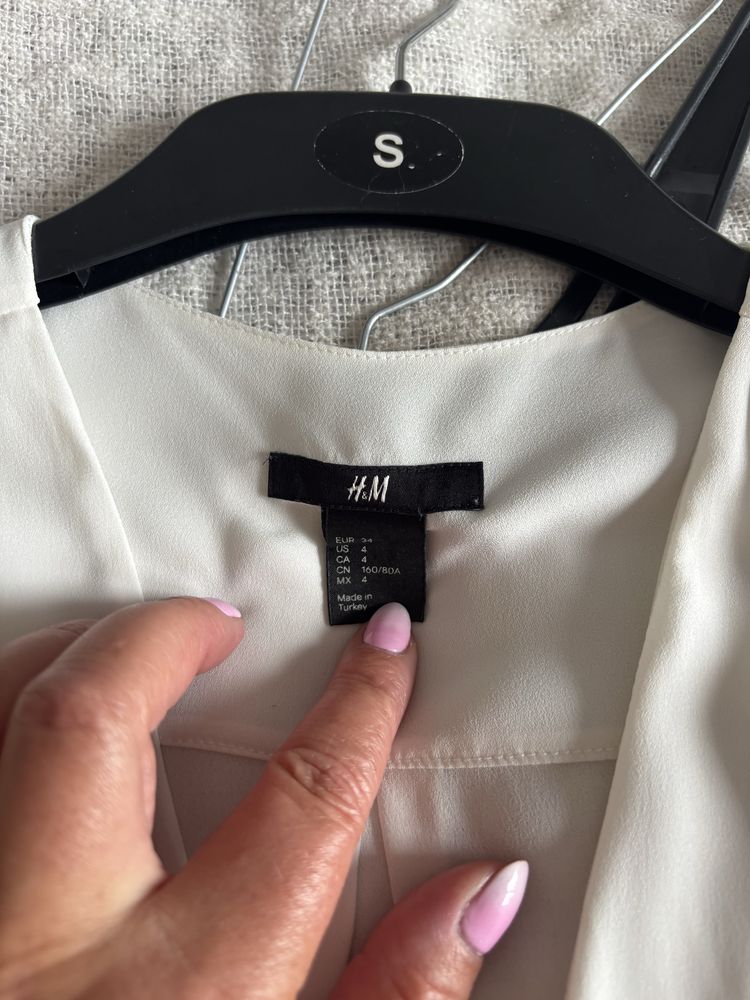 Biala elegancka koszula zakardowa w bardzo dobrym stanie h&m