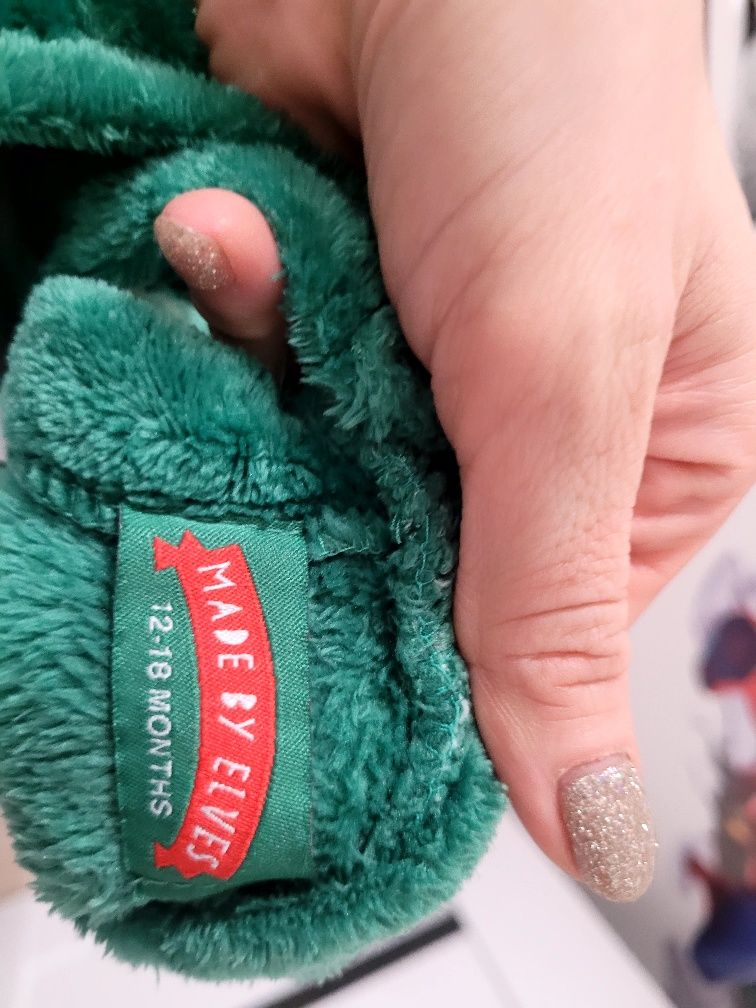 Świąteczny welurowy cieply pajac do spania 12-18 m-cy