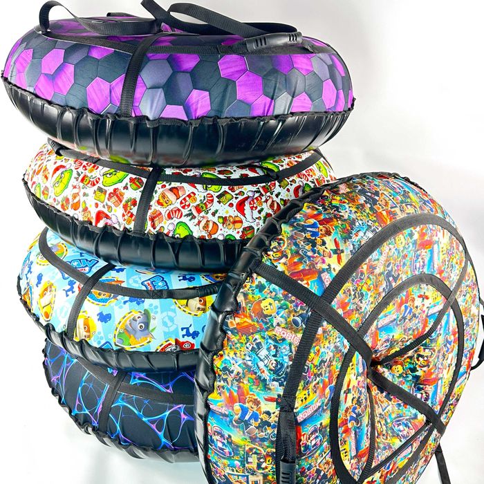 Санки-тюбінг — 100см зимовий пончик, яскравий дизайн, надувна ватрушка