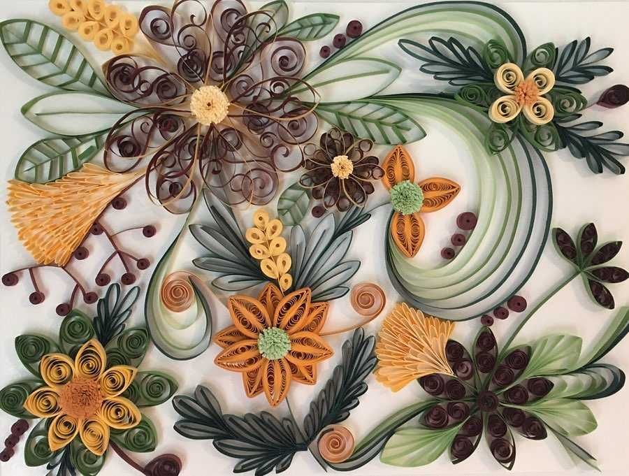 Quadro feito em filigrana em papel (quilling)