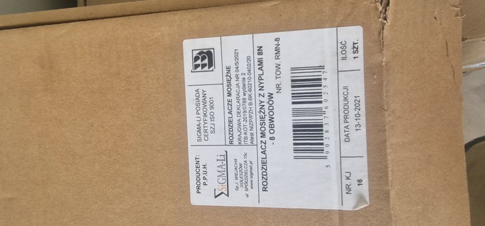 Rozdzielacz mosięzny z nyplami Sigma-Li 8 obwodów 8N