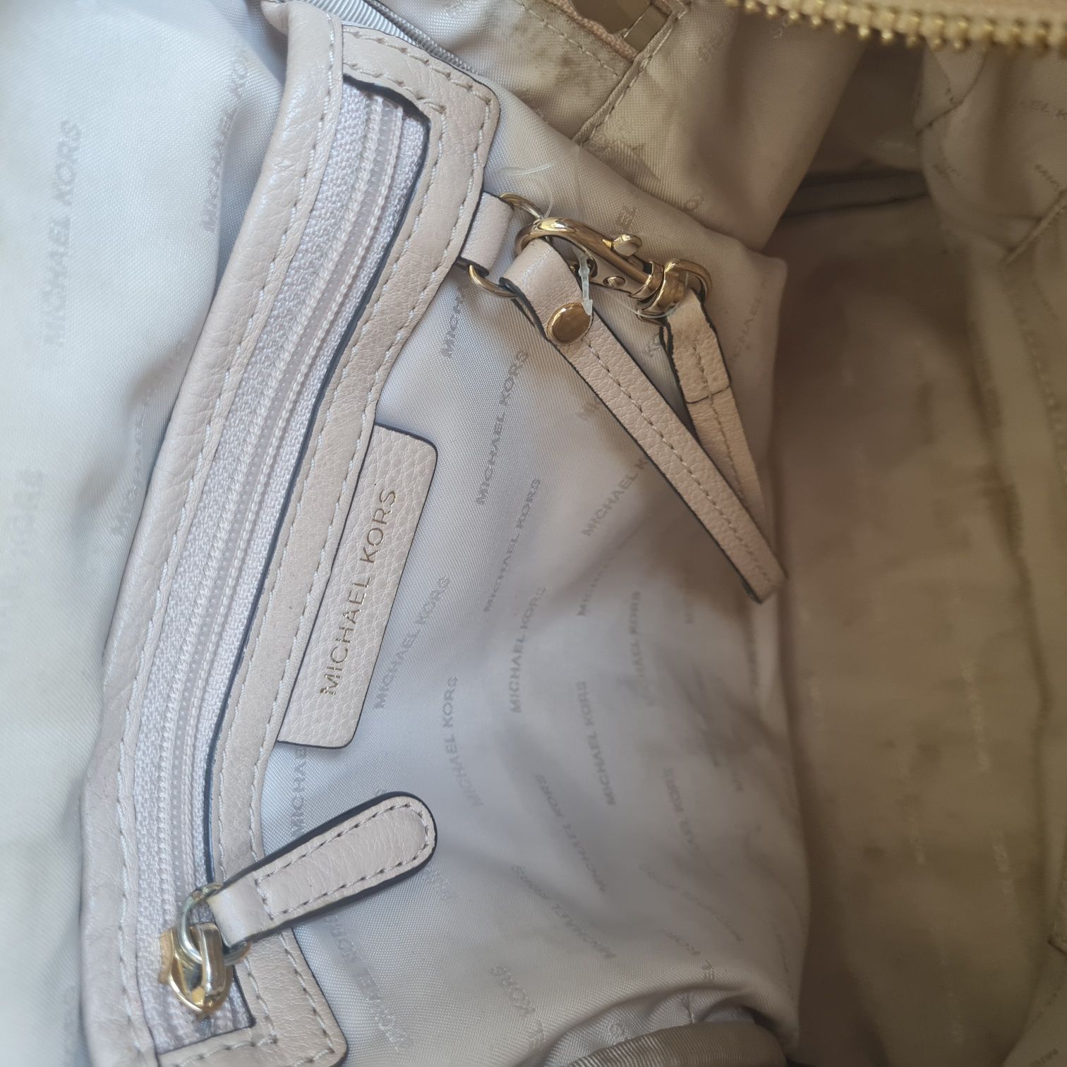 Michael Kors plecak plecaczek rhea beżowy logo duży mk monogram logowa