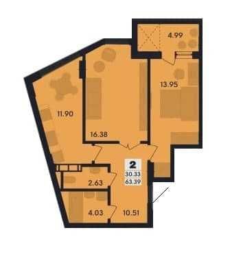 2-х кімнатна квартира "Вернісаж"