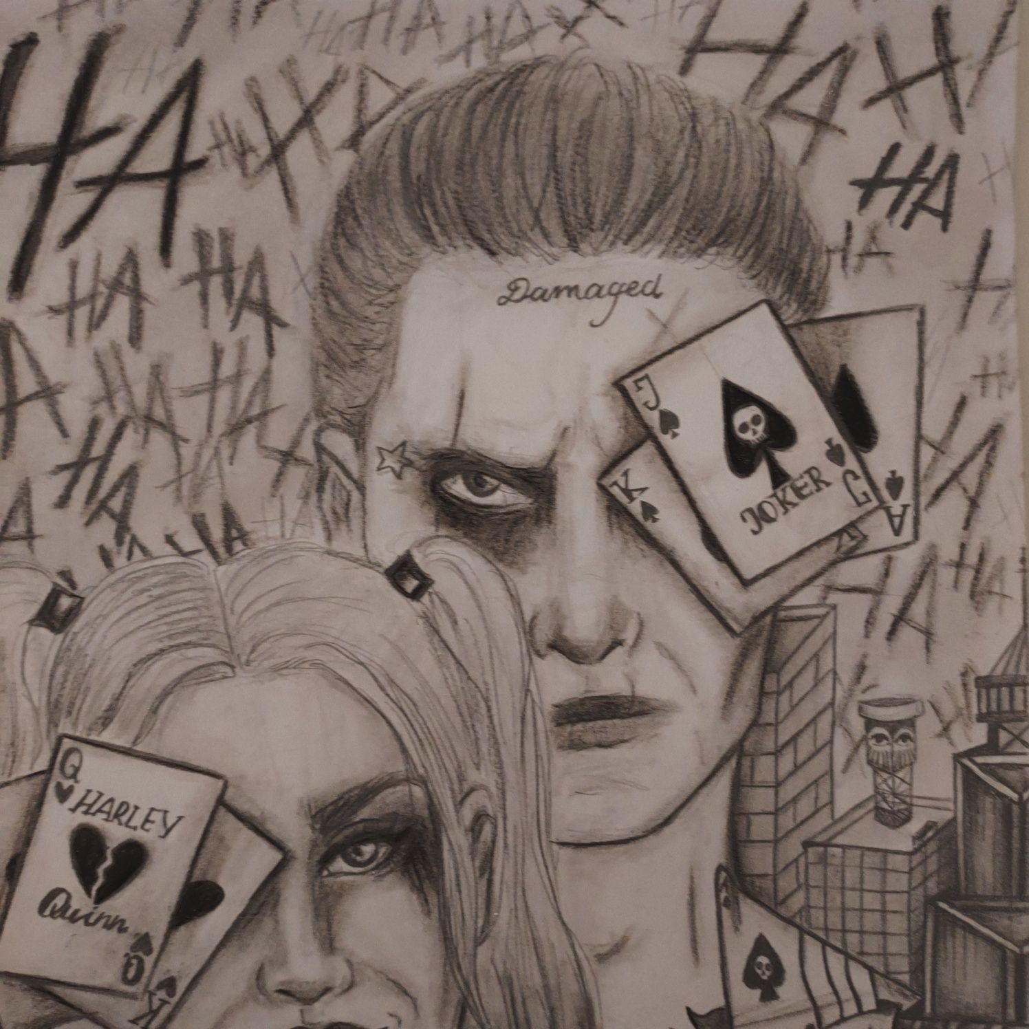 Harley quinn i joker rysunek a4