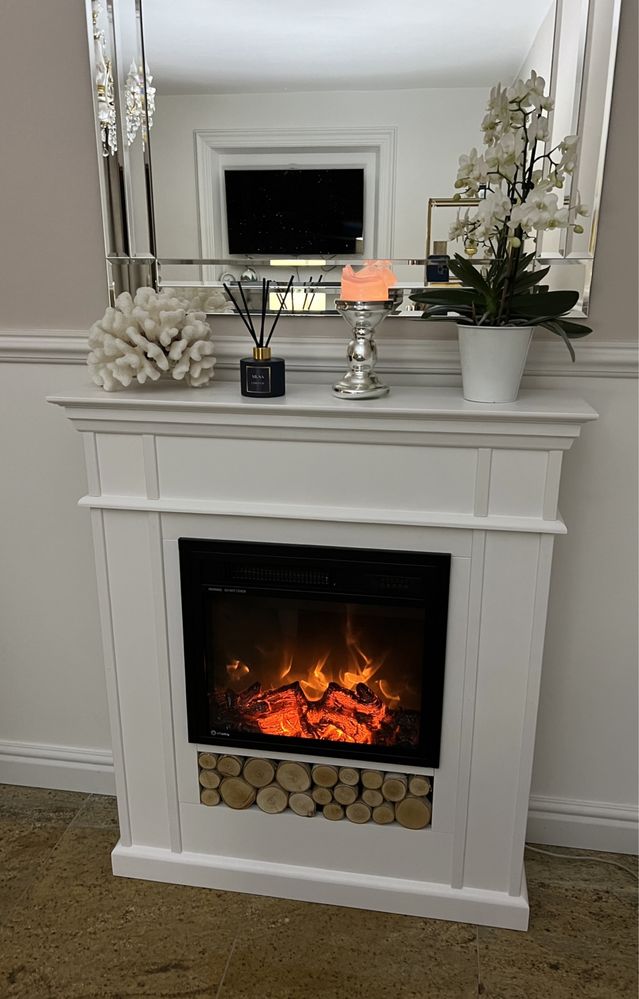Flame kominek z drewna portal piecyk Aflamo boho loft