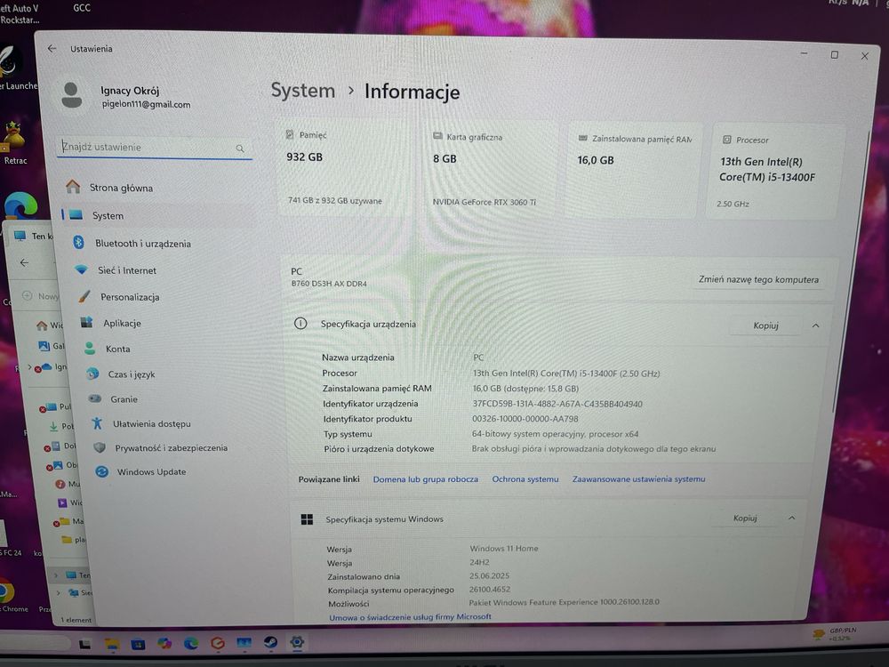 Komputer Gamingowy rtx 3060ti, i5 13th, 16Gb RAM, płyta z wifi.