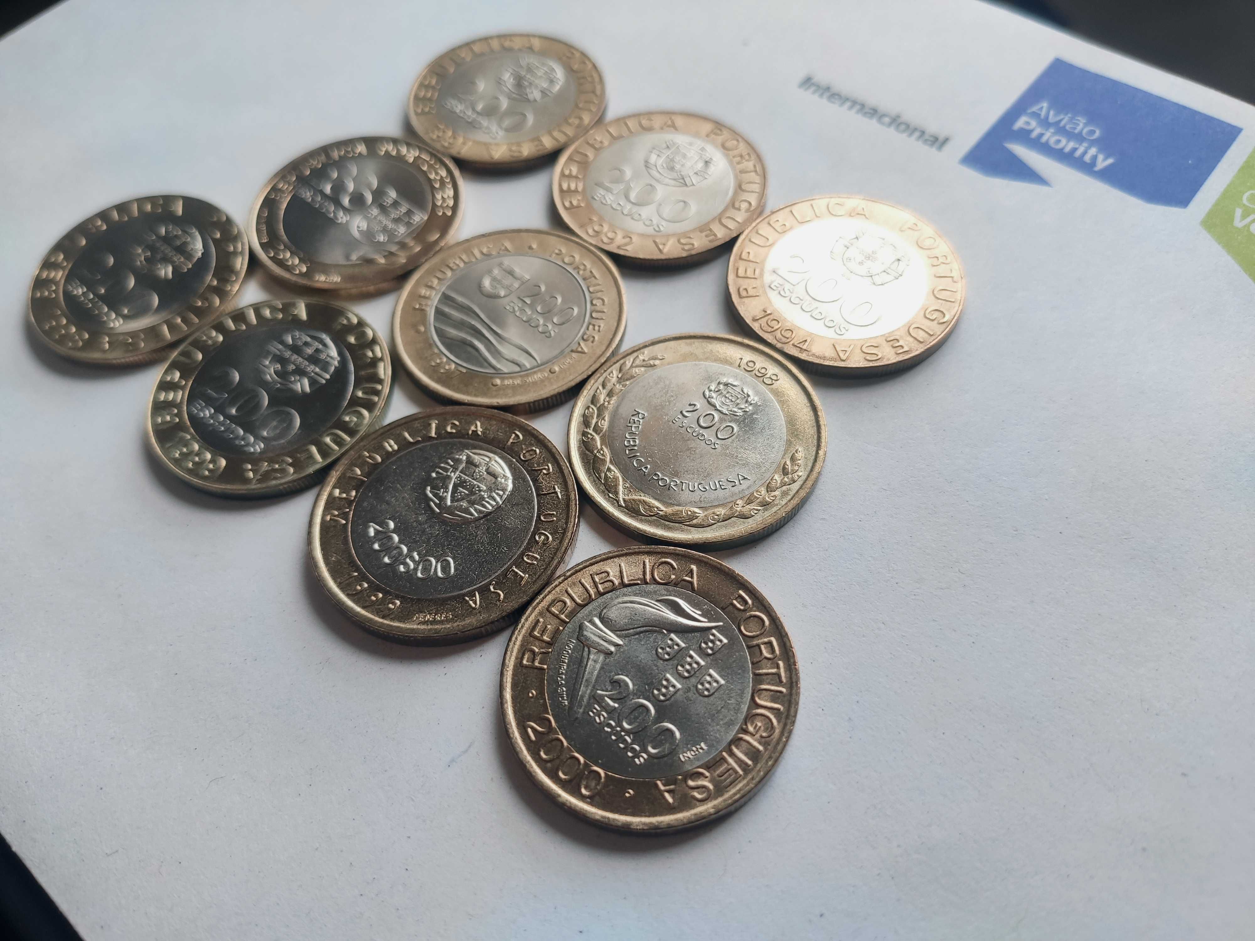 Conjunto de 10 moedas de 200$ TODAS DIFERENTES em Excelente estado