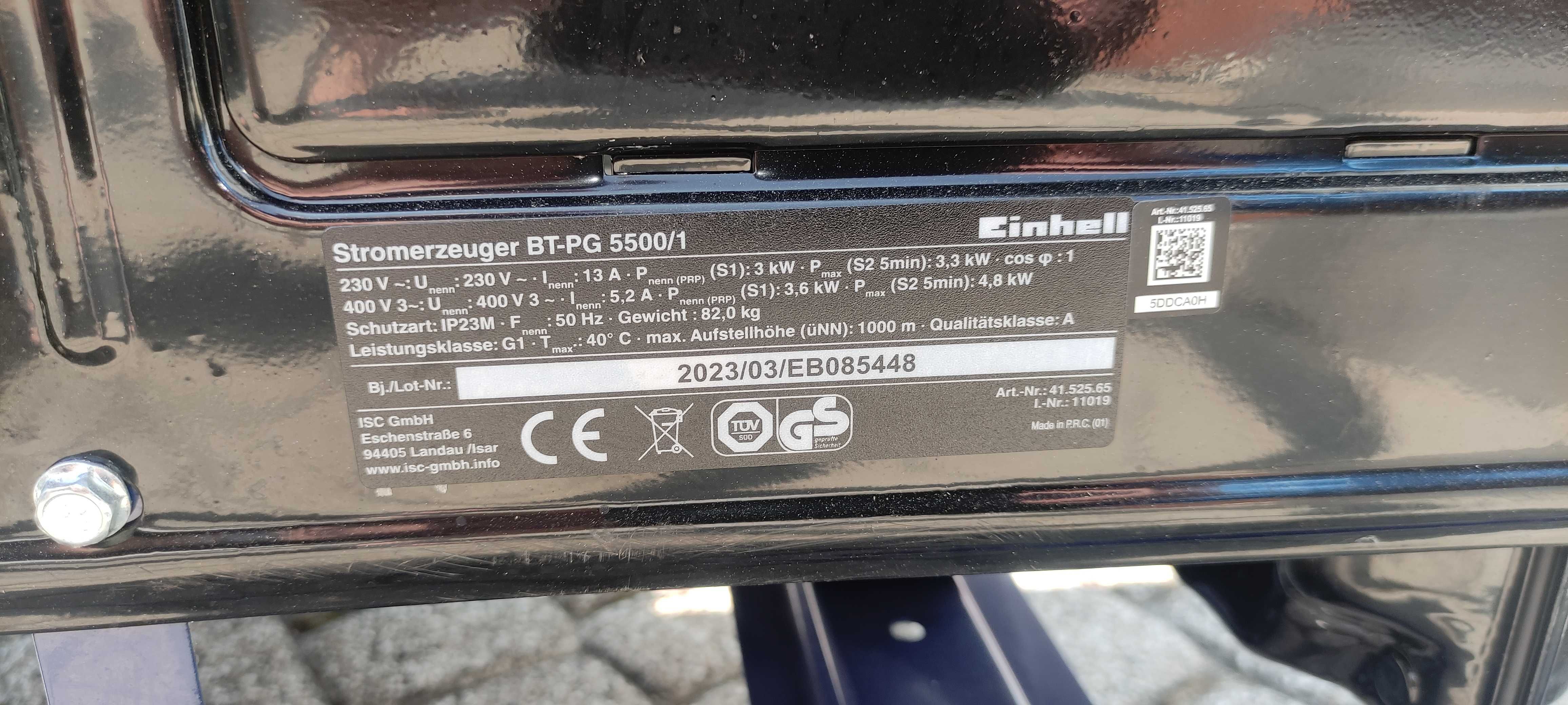 Agregat prądotwórczy Einhell BT-PG 5500/1