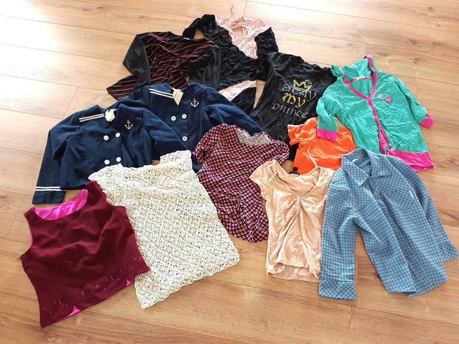 mega paka zestaw ubran damskich vintage retro 36S 38M koszulki bluzki