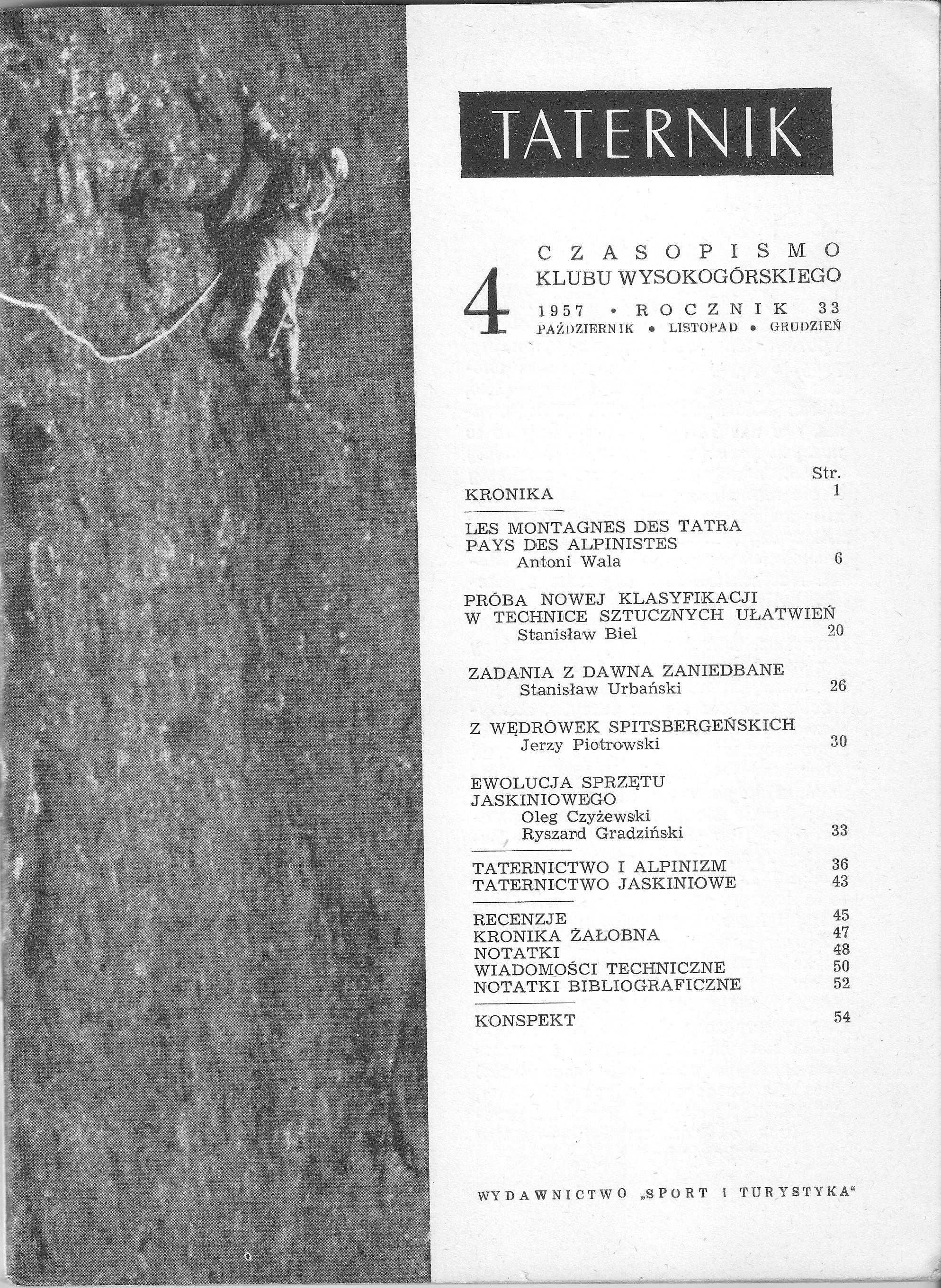 Taternik. Rocznik XXXIII. Nr 1, 2, 3, 4. Rok 1957