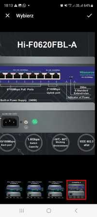 Nowy switch poe 8 wejsc 2 Ethernet 10 wejsc