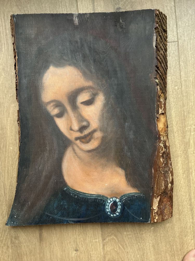 Obraz kobiety na drewnie