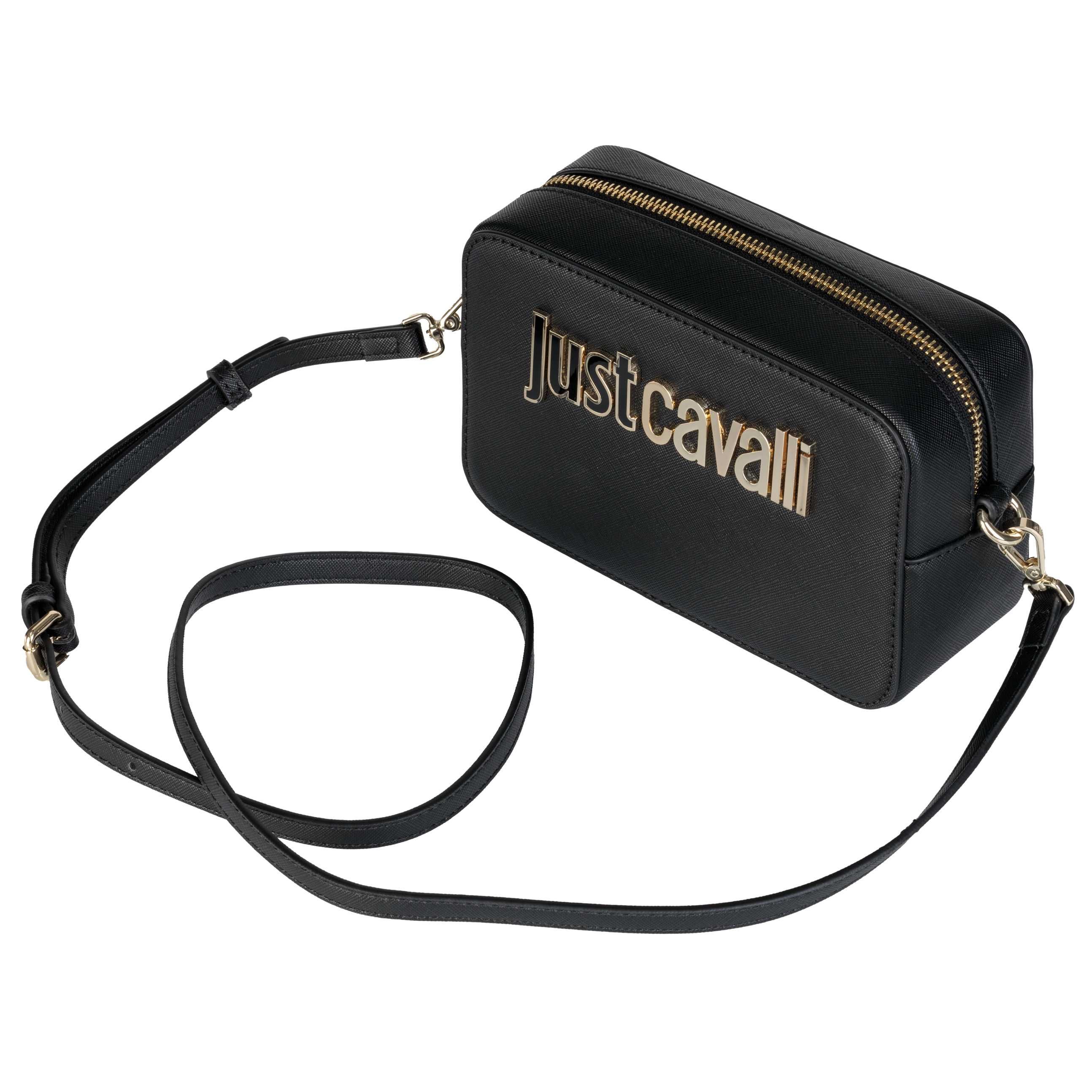 JUST CAVALLI sygnowana torebka listonoszka BLACK/GOLD