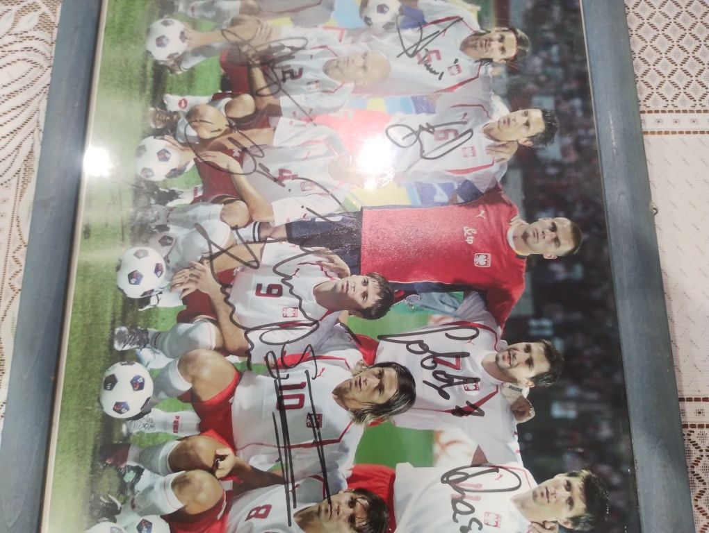 Plakat reprezentacji Polski z oryginalnymi autografami