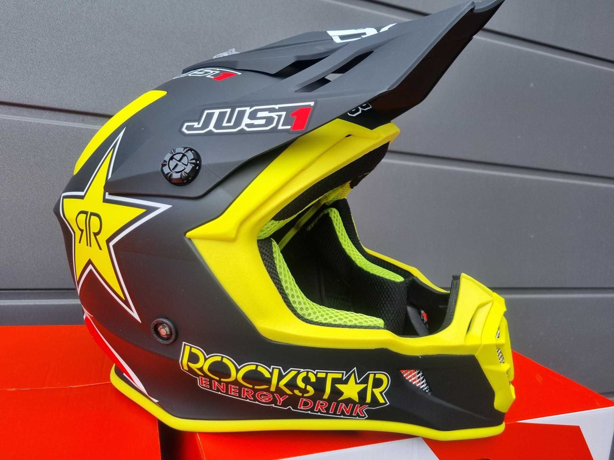 NOWY KASK JUST1 ROCKSTAR ! Czarno-żółty mat ! Cross i Quad !