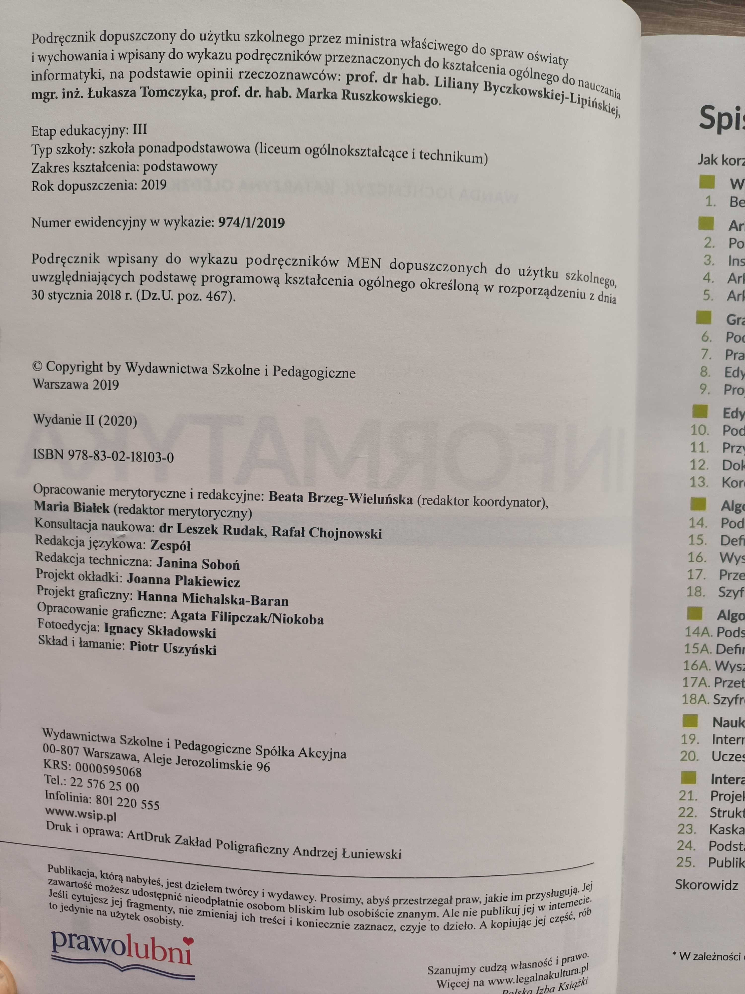 Informatyka 1 podręcznik do liceum i technikum, zakres podstawowy.WSiP