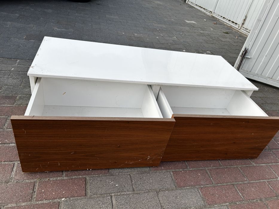 Szafki  RTV biało brązowe