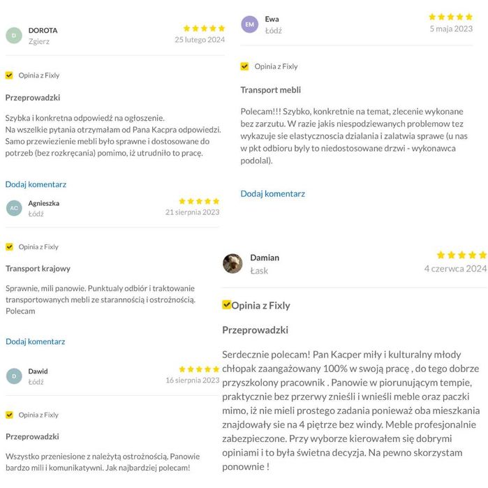 Przeprowadzki Transport Wywóz mebli Utylizacja mebli Pabianice Tanio