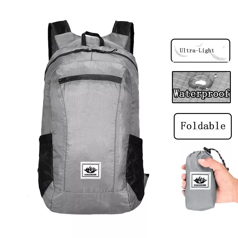 Рюкзак складний 20 л надлегкий сірий, водовідштовхувальна тканина