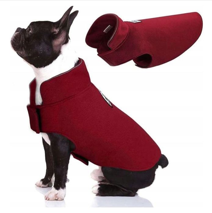 Ubranko Płaszcz dla psa Ciepły i wiatroszczelny polarowy XXL Czerwony
