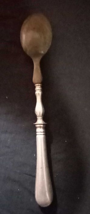 Colher grande alpaca e madeira