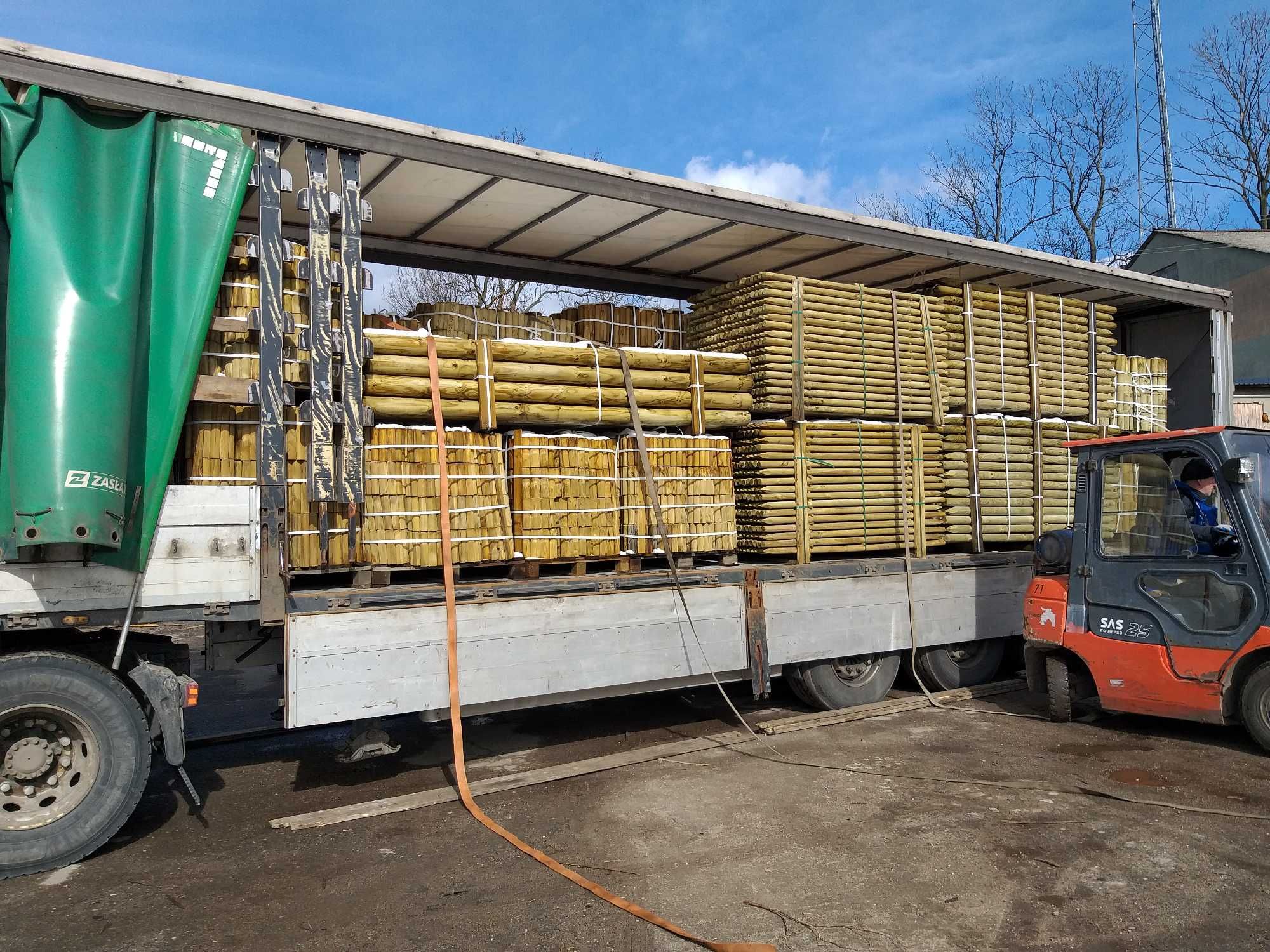 Palisada drewniana wałki paliki do drzewek sosnowe 8x250cm wysyłka!