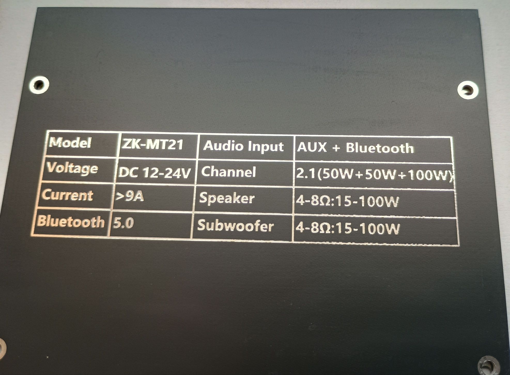Moduł wzmacniacza mocy stereo 2.1 AUX bluetooth Jack ZK mt21 50w 100w