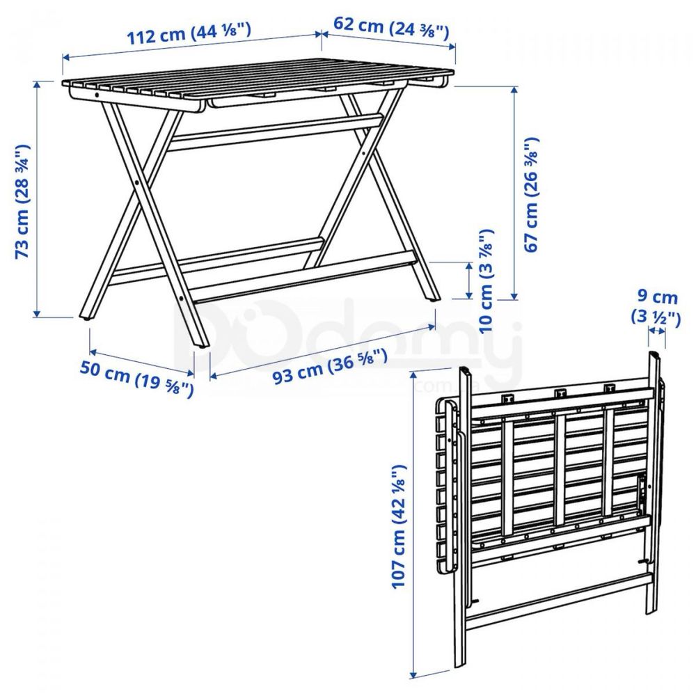 Mesa de exterior Ikea ASKHOLMEN e par de cadeiras SALTHOLMEN turquesa