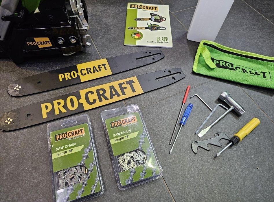 Бензопила Procraft 37сс 2 Шины +2 Цепи Пила Цепная Бензиновая GX-58x