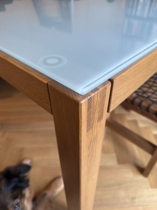 Ikea RISTI, stół drewniany dębowy z szufladami / biurko