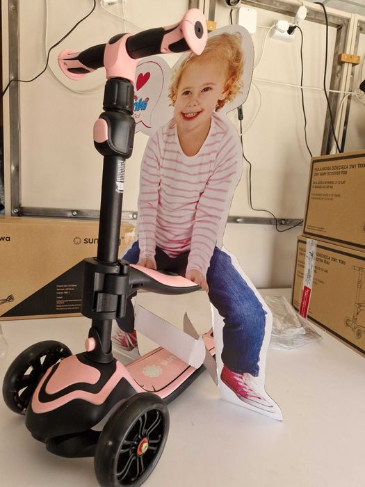 Sun Baby FLASH 3w1 rowerek biegowy, hulajnoga, deskorolka, kółka LED