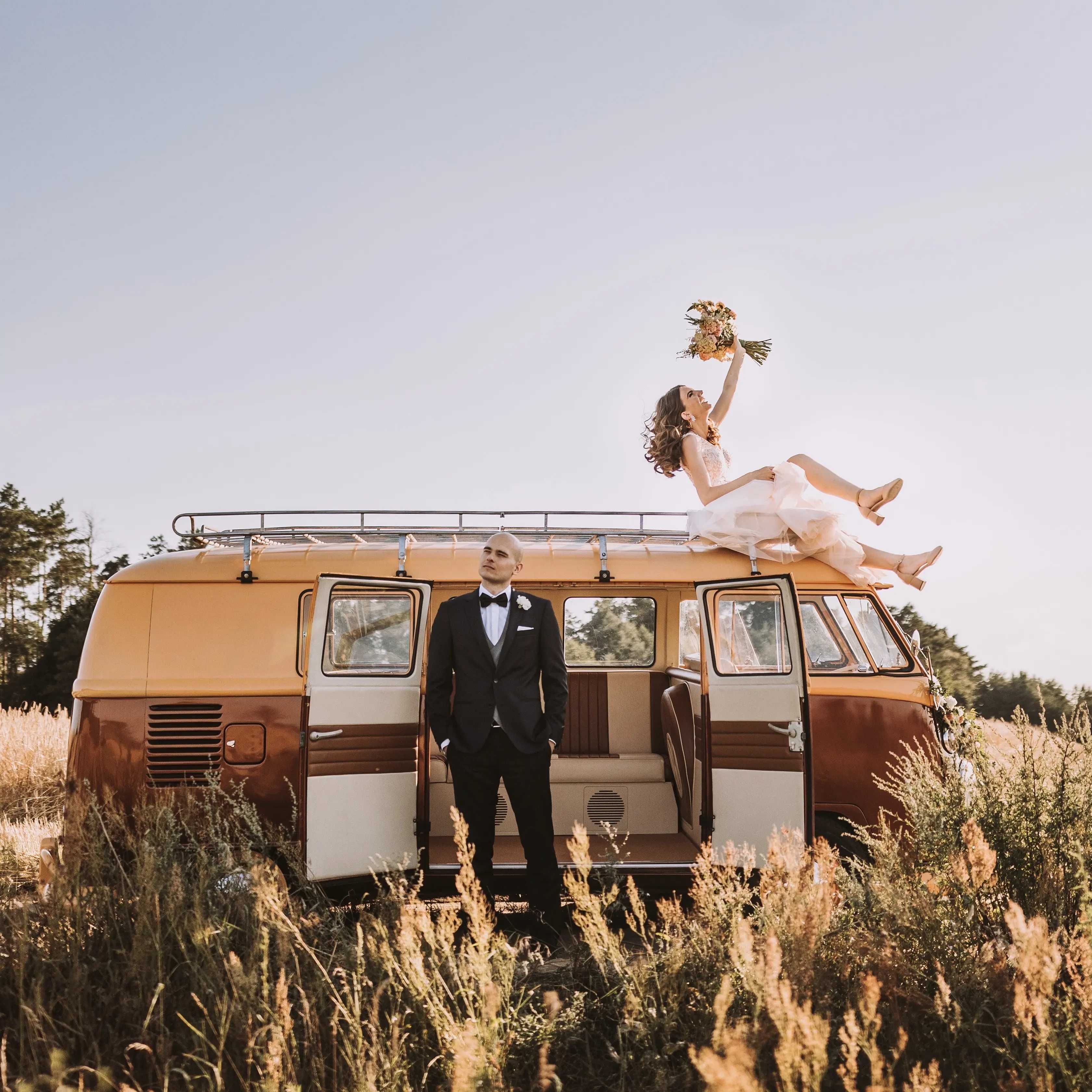 VW T1 Bulik Ogórek bus auto do ślubu klasyk na wesele reklama boho